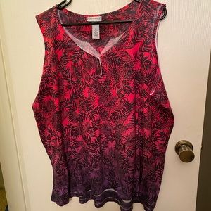 Catherine’s 2X Pink & Purple Ombré Tropical Tank Top